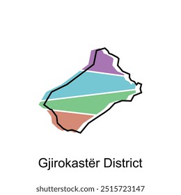 Mapa da cidade de Gjirokaster. mapa do vetor distrito da capital albanesa País - modelo de design de ilustração sobre fundo branco