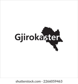 Gjirokaster map and black lettering design on white background