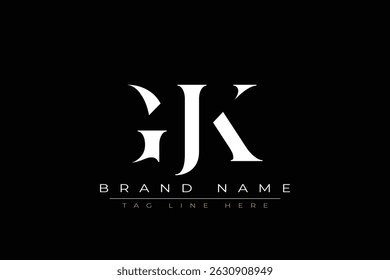 GJK abstract letter logo design. This logo is designed by three abstract letters.