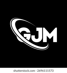 Logo da GJM. Carta GJM. Projeto do logotipo da letra GJM. Logotipo GJM inicial ligado com círculo e monograma maiúsculo. Tipografia GJM para marca de tecnologia, negócios e imóveis.