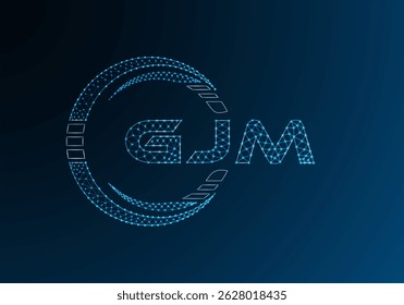 GJM low poly letter logo vector design. GJM lower poly logo design. Low poly logo.