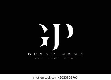 GJP abstract letter logo design. This logo is designed by three abstract letters.