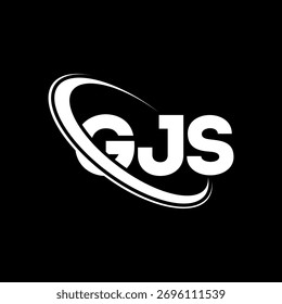 Logo do GJS. Carta GJS. Design do logotipo da letra GJS. Logotipo GJS inicial ligado ao logotipo de monograma em círculo e maiúsculo. Tipografia GJS para marca de tecnologia, negócios e imóveis.