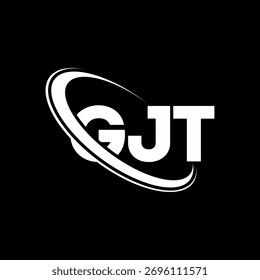 Logotipo de GJT. Carta de GJT. Diseño del logotipo de la letra de GJT. Logotipo de GJT inicial enlazado con el círculo y el logotipo del monograma en mayúsculas. Tipografía GJT para tecnología, negocio y marca inmobiliaria.