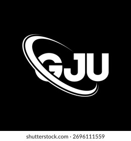 Logotipo de GJU. Carta de GJU. Diseño del logotipo de la letra GJU. Logotipo de GJU inicial vinculado con el círculo y el logotipo del monograma en mayúsculas. Tipografía GJU para tecnología, negocio y marca inmobiliaria.