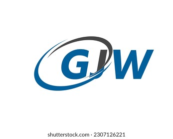 GJW letter creative modern elegant swoosh logo design