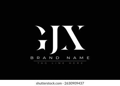 GJX abstrato letra logotipo design. Este logotipo é desenhado por três letras abstratas.