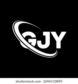 Logotipo GJY. Carta GJY. Design do logotipo da letra GJY. Logotipo inicial GJY vinculado com logotipo de monograma em círculo e maiúsculo. Tipografia GJY para marca de tecnologia, negócios e imóveis.