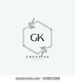 GK Beauty vector initial logo art, handwriting logo of initial signature, wedding, fashion, jewerly, boutique, floral and botanical with creative template for any company or business.