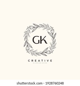 GK Beauty vector initial logo art, handwriting logo of initial signature, wedding, fashion, jewerly, boutique, floral and botanical with creative template for any company or business.