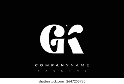 GK Creative Abstract Typography Logo Design. Elegant logo combining bold typography and creative shapes, ideal for branding and identity solutions.