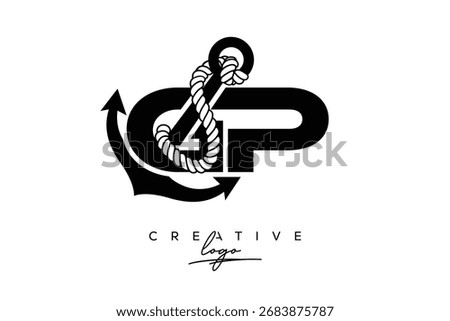 GK Creative Monogram Latter Logo with Anchor and Rope Design