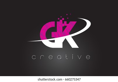 GK G K Creative Letters Design. White Pink Letter Vector Illustration.