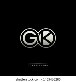 GK G K initial letter linked circle capital monogram logo modern template silver color edition
