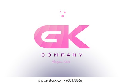 gk g k letter alphabet text pink purple dots creative company logo vector icon design template
