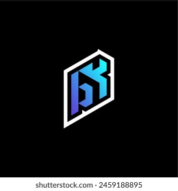 GK initial gradient blue gaming concept ideas for esport team, twitch and streamer