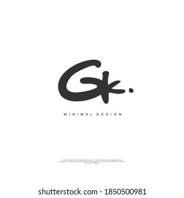 GK Initial handwriting or handwritten logo for identity. Logo with signature and hand drawn style.