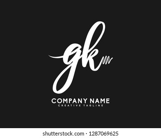 GK Initial Handwriting Logo Template Vector