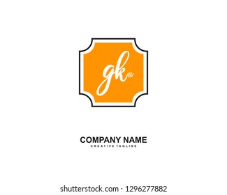 GK Initial Handwriting Logo Template Vector