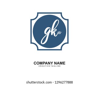 GK Initial Handwriting Logo Template Vector