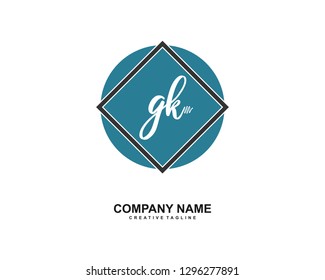 GK Initial Handwriting Logo Template Vector
