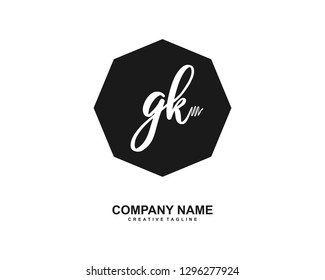 GK Initial Handwriting Logo Template Vector