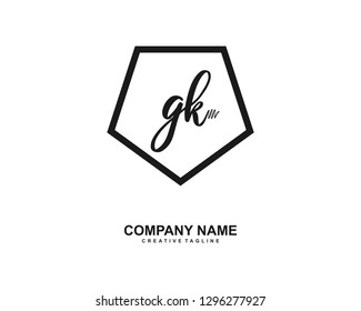GK Initial Handwriting Logo Template Vector