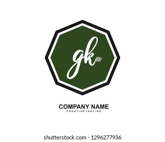 GK Initial Handwriting Logo Template Vector