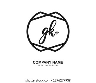 GK Initial Handwriting Logo Template Vector