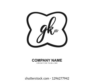 GK Initial Handwriting Logo Template Vector