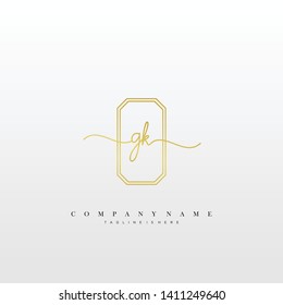 GK initial handwriting logo template vector