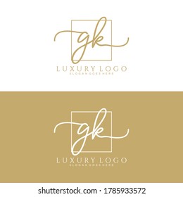 GK Initial Handschrift Logo Vorlage Vektorgrafik