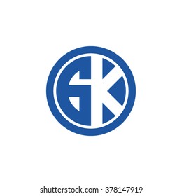 GK initial letters circle business logo blue