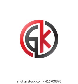 GK initial letters loop linked circle logo red black