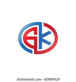 GK initial letters looping linked ellipse logo red blue