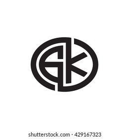 GK initial letters looping linked ellipse monogram logo