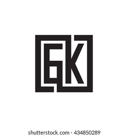 GK initial letters looping linked square monogram logo
