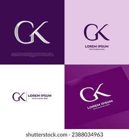 GK Initial Modern Typography Emblem Logo Template for Business