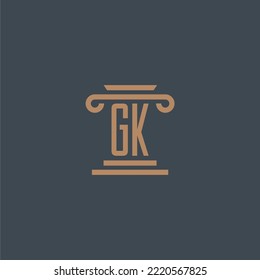 GK initial monogram for lawfirm logo with pillar design
