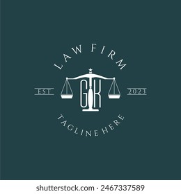 GK initial monogram for lawfirm logo with scale design vector