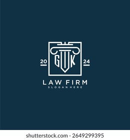 GK initial monogram logo for lawfirm with pillar design in creative square