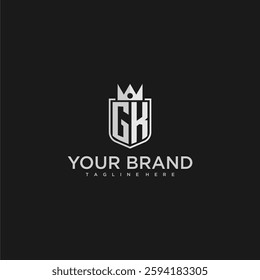 GK initial monogram shield and crown vector image