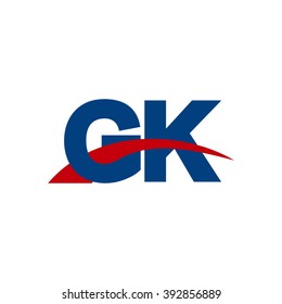 GK initial overlapping swoosh letter logo blue red