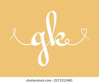 GK initial wedding monogram calligraphy vector illustration. Hand drawn lettering g and k love logo design for valentines day poster, greeting card, photo album, banner print or tattoo.