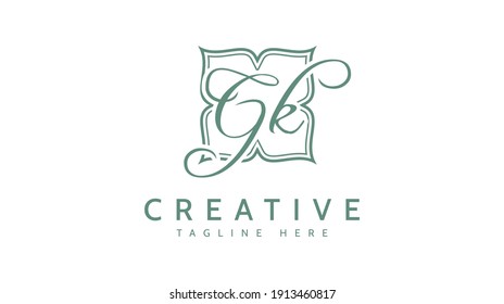 GK Initials, handwriting logo vector