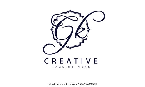 GK Initials, handwriting logo vector