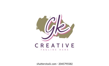 GK Initials, handwriting logo vector