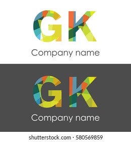 GK letter abstract mosaic shape icon colorful