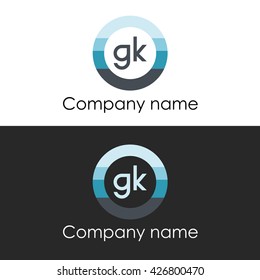 GK letter a circle shape icon logo white blue