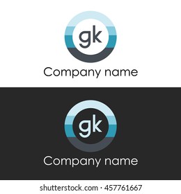 GK letter circle shape icon logo white blue